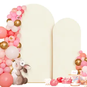 FULOON Wedding Arch Cover - 7.2 FT & 6 FT, 2 Counts/set Elastic  Party Arch Cover Round Top Backdrop Stand Covers for Wedding Birthday Party Baby Shower Banquet Decoration (Without Arch Support)