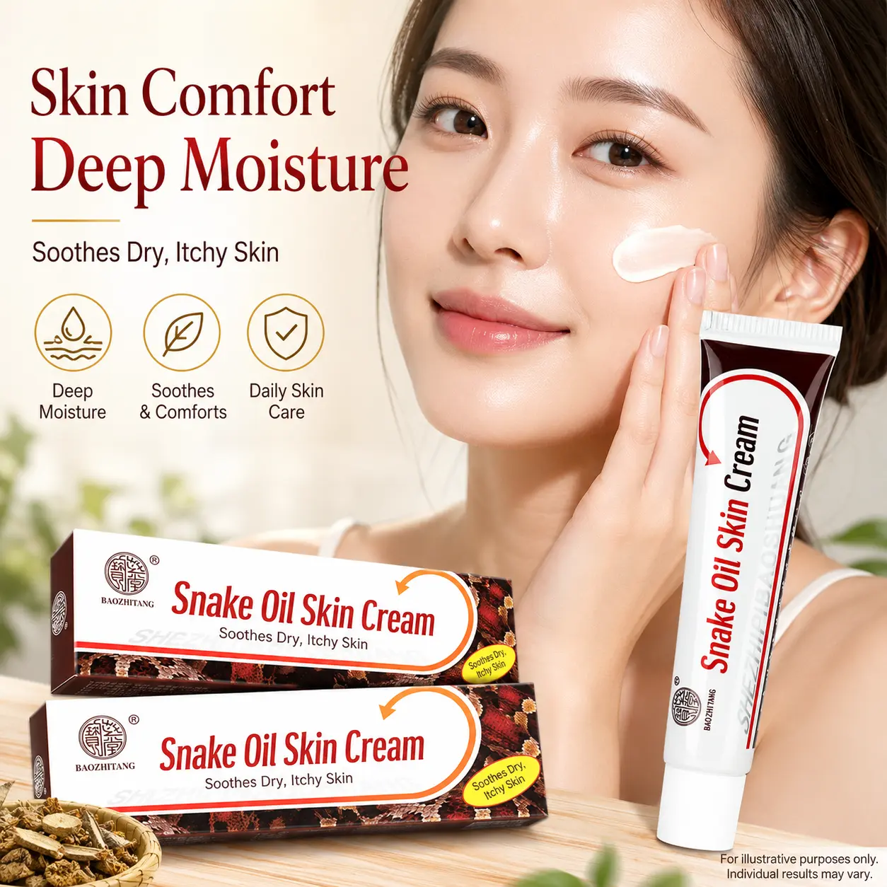 Snake Oil Moisturizing Face Cream – Deep Hydration Daily Moisturizer with Aloe & Vitamin E, Nourishing Lightweight Cream for Dry Skin, Non-Greasy Formula, 0.7 oz