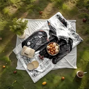 1 piece Black Vintage Sports Motorcycle Structural Diagram themed flannel blanket - Oversized comfortable flannel sofa blanket, suitable for beds and sofas, modern geometric pattern design, all-season use, digital printing, 100% polyester material