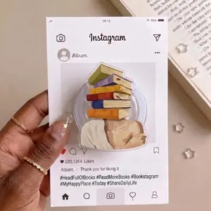 Black Girl Book Lover Phone Grip – Cute Reading Girl Design, Melanin Reader Aesthetic Phone Accessory For Daily Use