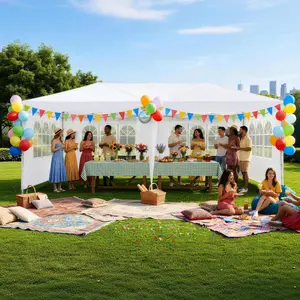 NorthSky 10x20 FT Pop Up Canopy Tent with 6 Sidewalls & Mosquito Netting,Waterproof &Mosquito Repellent,Easy set up,Heavy Duty Commercial Instant Outdoor Shelt for Events, Camping, Farmers Market, Wedding,Camping & Patio(Black)