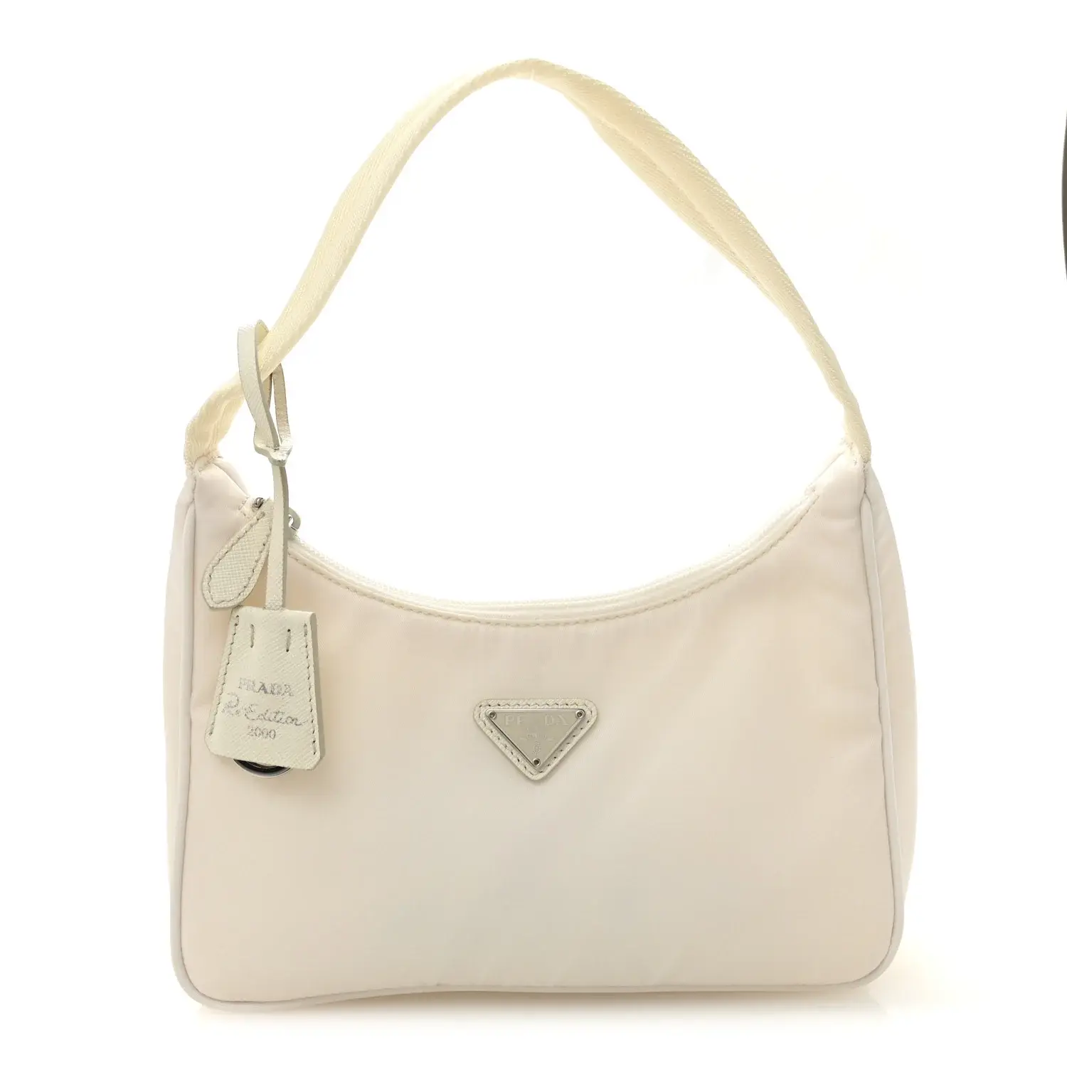 Pre-owned PRADA Tessuto Nylon Travel Bags Mini Re Edition 2000 Bag White
