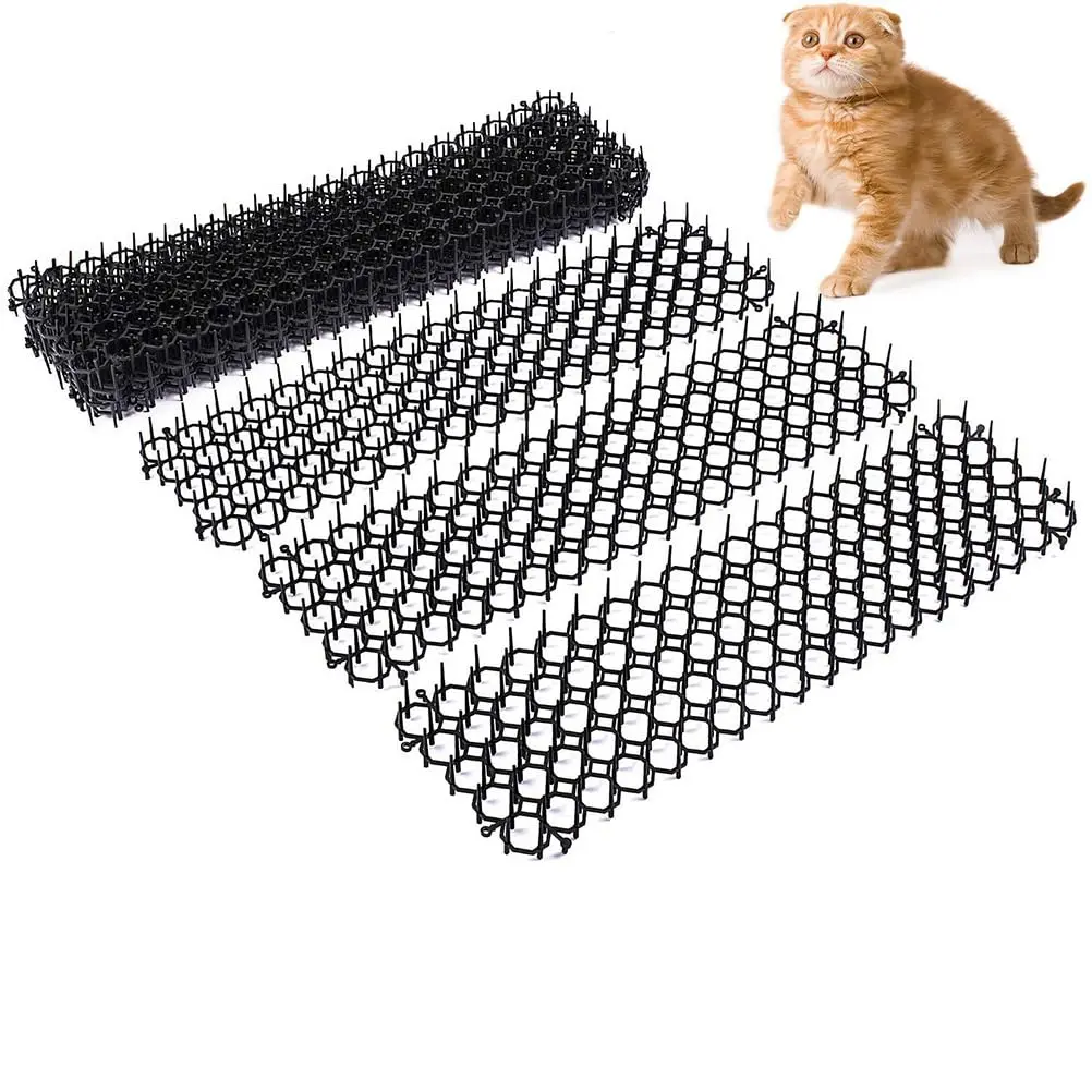 Dense Spike Design Anti-Cat Net & Scat Mat, 13x49cm Plastic Pet Digging Stopper, Outdoor Garden Deterrent Mat for Balcony Plants Lawn Protection