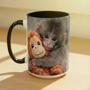 Punch The Monkey Ceramic Mug, Viral Panchi-kun Japanese Macaque Cup, Emotional Support Animal Lover Gift, Hang In There Encouragement Mug
