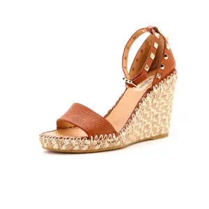 Pre-owned Valentino Garavani Women's Rockstud Caged Ankle Strap Block Heel Sandals Leather by Rebag