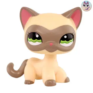 Mini Pet Siamese Shorthair Cat with Accessories Dog Figure compitable with Mini Pet Shop Collection Animals uncle christmas gifts