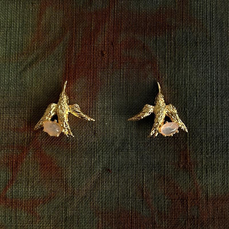 YEAHLOVE Vintage Swallow Bird Gemstone Statement Earrings | Retro Dainty Jewelry for Everyday Wear, Gifting & Good Fortune