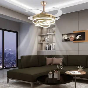 CNCEST 42-in Smart Ceiling Fan with LED Light - 3-Speed Remote Control, Retractable Blades, Adjustable Light Color, 35dB Quiet for Bedroom, Living Room