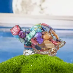 Natural Crystal Animal Crystal Cute Small Turtle Creative Decoration Desktop Ornament Craft Car Decor Shell Crystal Art Pieces