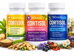 summervibes Weruvia Cortisol Support Supplement Set – Daytime Energy & Focus + Adaptogen Balance + Nighttime Sleep & Calm, Stress Relief, Hormone Regulation, Non-GMO, Vegan