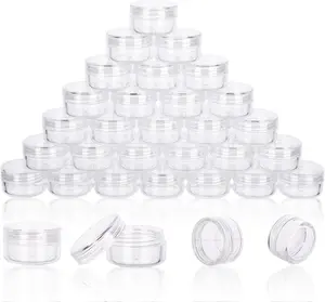 Sample Jars with Lids 5 Gram 50 Count 5ML Clear Empty Lip Balm Containers Small Makeup Travel Containers Glitter