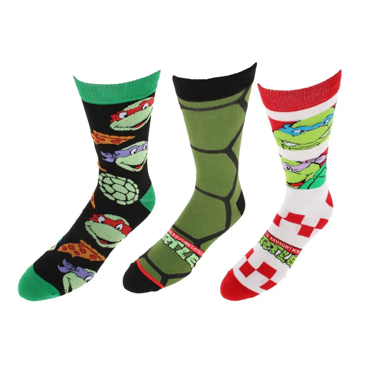 BioWorld Men's Teenage Mutant Ninja Turtles 3 Pack Crew Socks, Novelty Socks