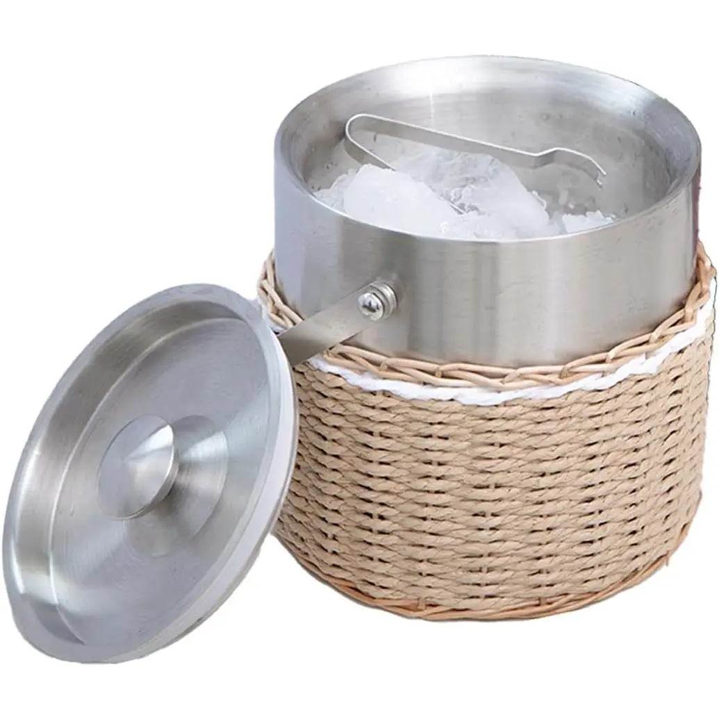 Durable 3L Insulated Ice Bucket with Lid, Basket Design for Party, Cocktail Bar Use, Buffet
