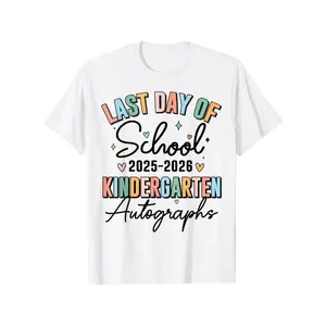Boys & Girls Kindergarten Graduation T-Shirt - 2026 Last Day Autograph Outfit, Short Sleeve Crew Neck White Top with Random Class Photo Prints, Suitable for Summer Parties, Birthday Gift Idea for Celebration