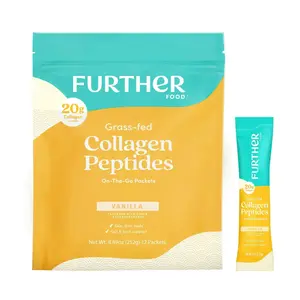 Further Food Vanilla Collagen Stick Packs 20g per Serving with Organic Tremella Mushroom for Glowing Skin & Stronger Joints 12 On-the-Go Packs