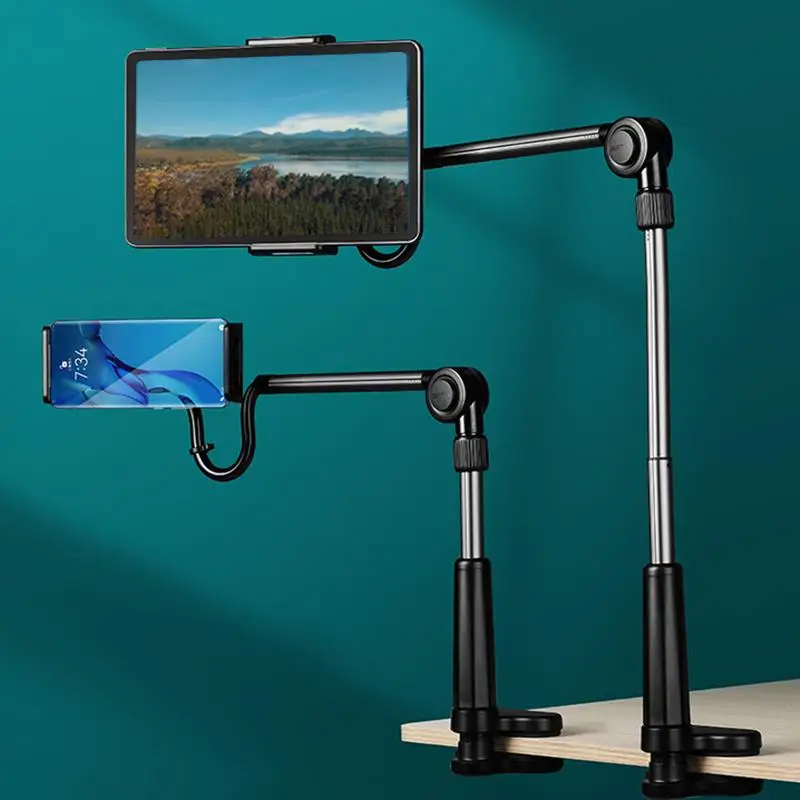 Adjustable Tablet Smartphone Stand for Desk, Multipurpose Rotatable Desktop Bedside Tablet Stand, Folding Table Phone Holder Mount for Apple Android C