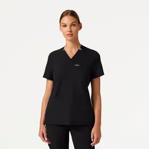 JAANUU Helia Women's Notched V-Neck Scrub Top - UltraLAST 4-Way Stretch, Slim Fit, 3-Pockets & Wrinkle Resistant Scrub Top