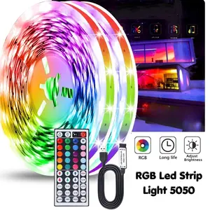 1pc 5v LED Light Strip, RGB LED Lights 44-Key Controller Nightlight, Bedroom & Living Room Decor, Christmas Party Small Nightlight, Led Lighting