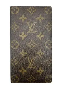 Pre-owned Louis Vuitton Canvas Wallet Monogram Vertical Perfect For Daily Use