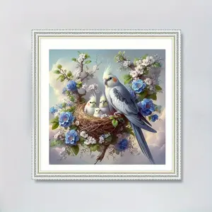 Flower & Birds Pattern DIY Diamond Art Painting Without Frame, DIY 5D Full Round Diamond Art Painting Kit, Wall Art Decor For Home Living Room Bedroom
