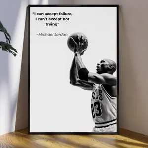Michael Jordan Quote Wall Art Motivational Poster Black and White Sports