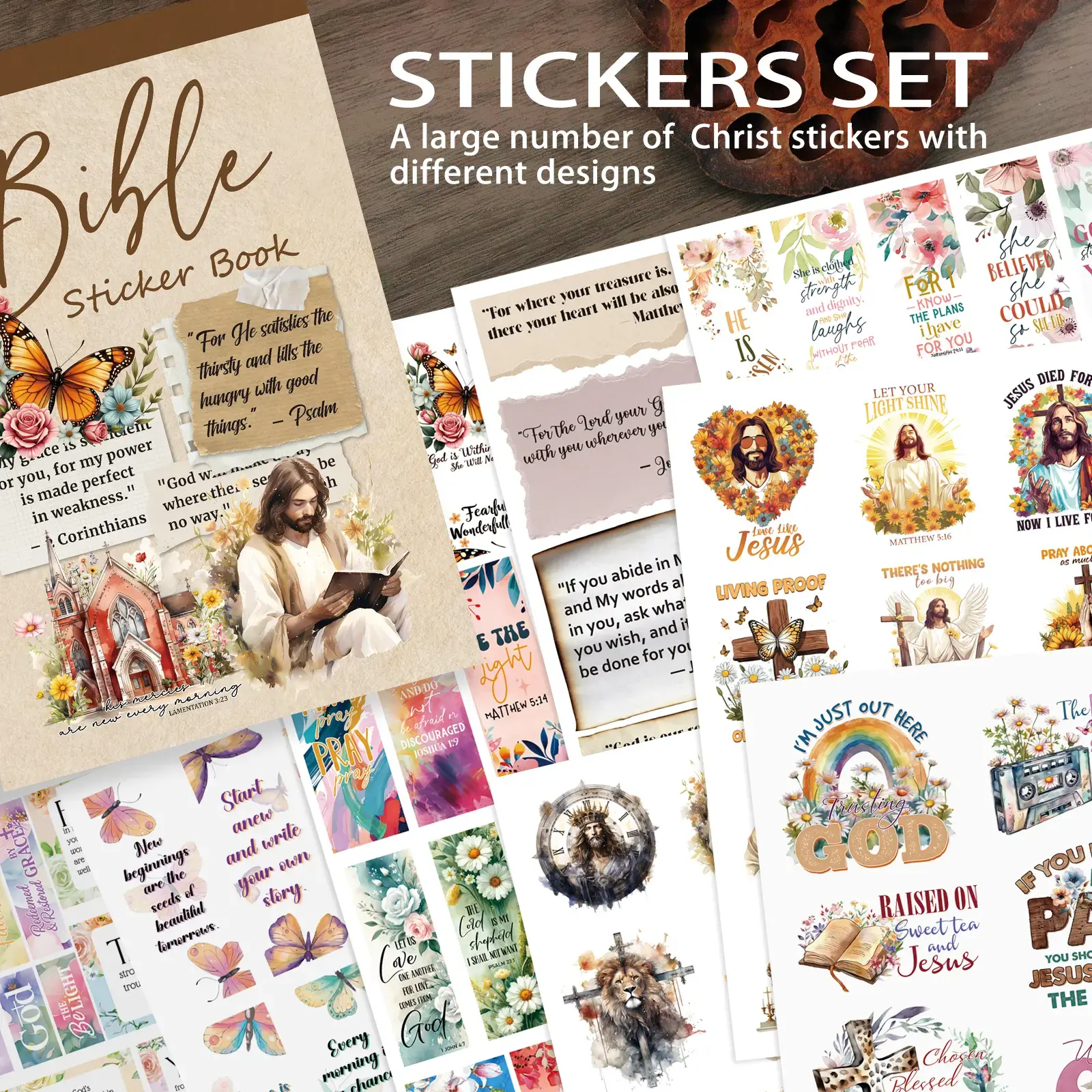 353 PCS Motivational Christian Adhesive Stickers - Faith Cross, Jesus, Bible Phrase Stickers for Journaling, DIY Crafts; Religious Easter Gifts for Kids, Motivation, Adhesive Stickers Stickers