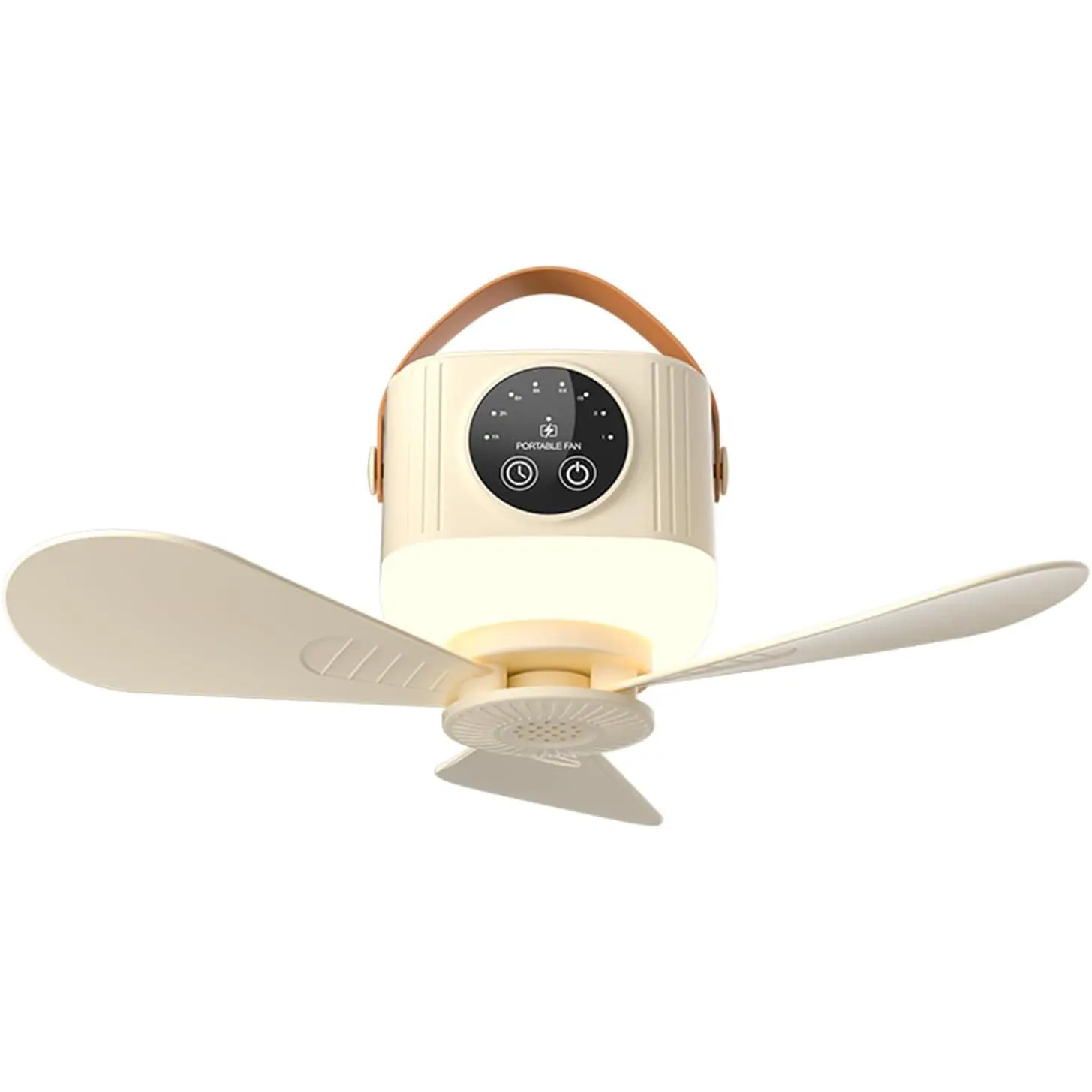 Portable USB Rechargeable Ceiling Fan With Light, Wireless Camping Fan Equipped With Hanging Rope And Timing Function, 3 Foldable Blades Small Hanging Fan Suitable For Outdoor Activities, Bedroom And Dormitory Use