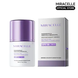 MIRACELLE Brightening Sunscreen SPF50+ PA+++ | Lightweight Moisturizing Sun Protection | Smooth Makeup-Friendly Finish Fragrance Free Mineral Facial Sunscreen