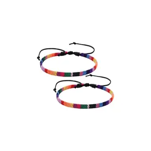 LGBTQ Pride Rainbow Bracelets Bulk Handmade Friendship Bracelets Boho Ethnic Style Wristband Bohemian Jewelry for Women Men Adjustable pride month