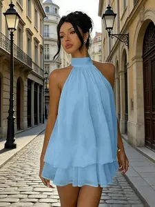 Women's Halter Tie Back Mini Dress - Slim Fit Sleeveless Summer Party Dress - Mother's Day Gift