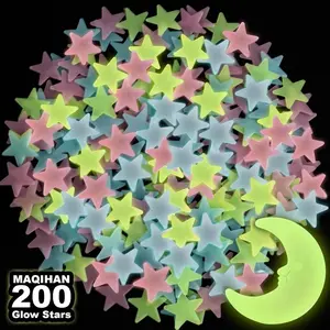 Household daily necessities MAQIHAN 200 Glow in The Dark Stars for Ceiling - Glowing Stars and Moon Stickers Estrellas que brillan en la oscuridad para el techo de cuarto Plastic Space Galaxy Decals Bedroom Wall Decorations