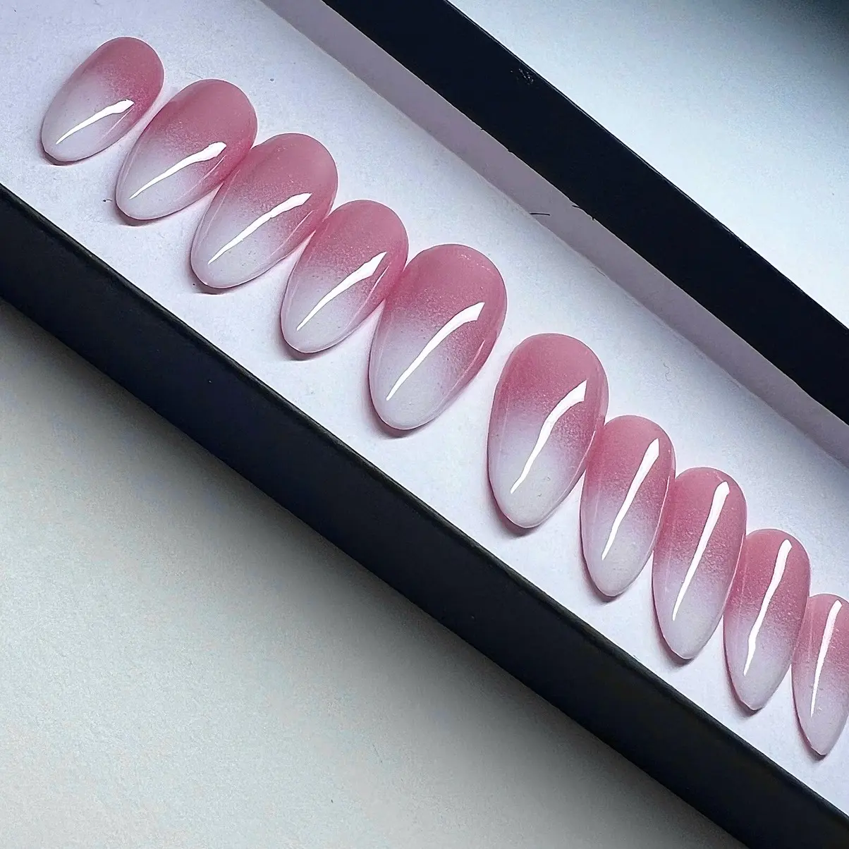 Ombré Rosy Pink Pressons | Luxury Presson Nails | Desert Sands Glue on Trendy | Handmade | Gel X| Glam Fashion