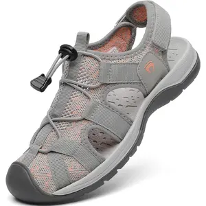 Dannto Womens Hiking Sandals Closed Toe Mesh Summer Outdoor Beach Sandals Adjustable Double Buckle Water Shoes