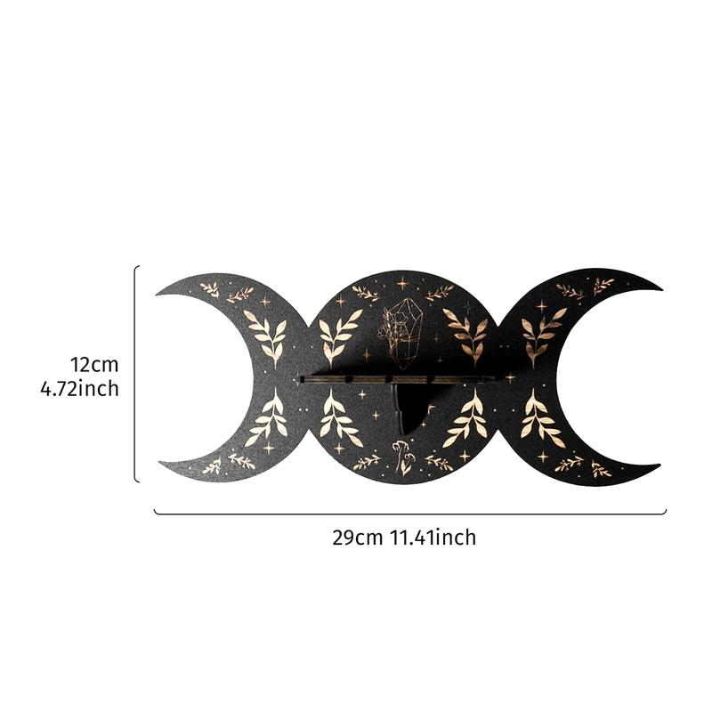 Creative Moon Leaf Pattern Wall Shelf, Wall Mount Design, Solid Wood Indoor Decor, Suitable for Living Room Bedroom Study, Made in China