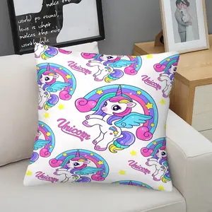 Ins Style Colorful Unicorn Short Plush Pillow, Car Nap Cushion, Student Dorm Sofa Backrest Pad, Home Sofa Bedroom Cuddle Pillow Decor, Detachable Pillowcase