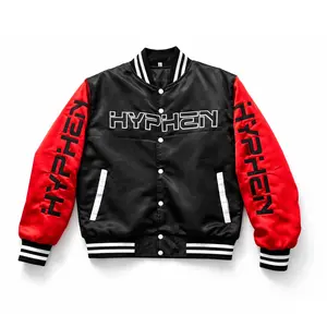 Hyphen Satin Jacket (Black/Red/White)