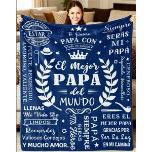 Spanish Dad Flannel Blanket for Kids & Adults, Emotional Papa Gift Cozy Soft Throw Blanket, Best Dad Ever Warm Fleece Blanket for Bed Couch Sofa Living Room Decor, Happy Birthday Father’s Day Christmas Holiday Gift for Dad Papa