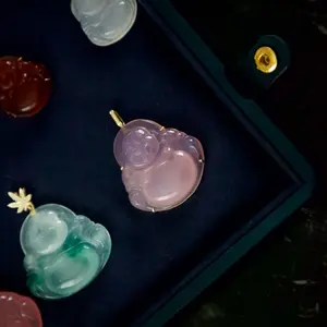 18k gold 0.03ct vvs pink Buddha pendant