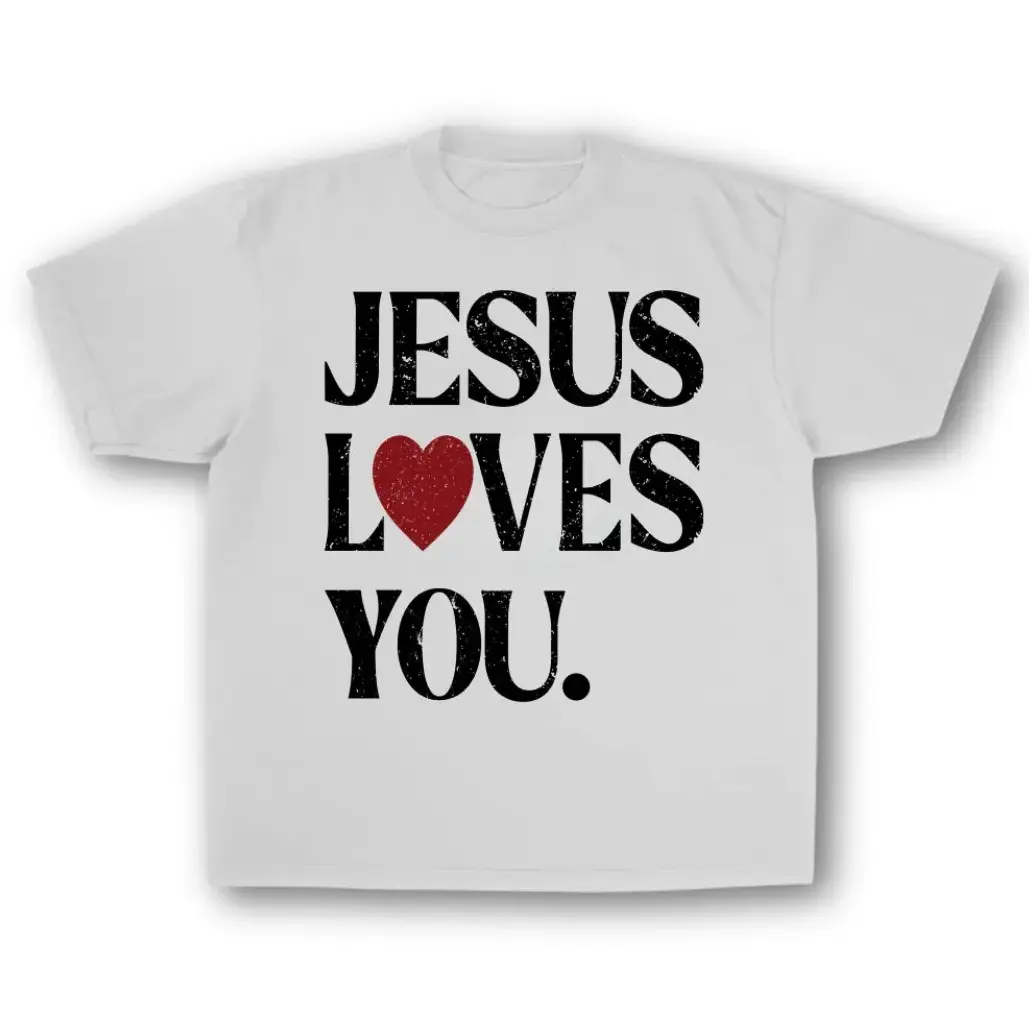 Vintage Jesus Love You Print Short Sleeve T-Shirt Menswear Top Underwear Tshirt Cotton Polyester
