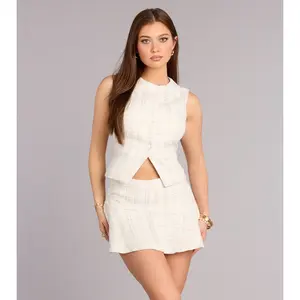 Polished Plans Tweed Button-Down Vest