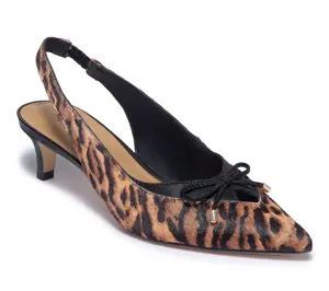 Bernardo Leather Slingback Kitten Heel Pump - Misha Haircalf