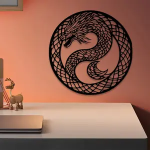 1pc Nordic Ouroboros Metal Wall Art, Nordic Ouroboros Statue Mural, Perfect for Office Wall, Winter Decor, Ideal Gift for Collectors, Scandinavian Metal