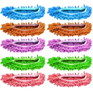 Mop Slippers Shoes 10 Pcs (5 Pairs),Dust Duster, Mop Socks for Women Men Kids Foot, Microfiber Dust Hair Cleaners | Reusable | Washable | Dry The Floors for House Office Bathroom Kitchen