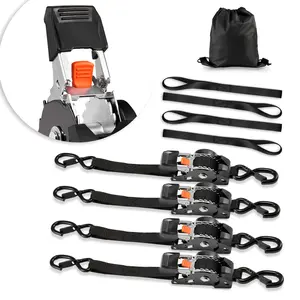 Retractable Ratchet Straps, 1 in x 6 ft, Tie Down Straps with S Hooks, 1200 lbs Break Strength, 4 Soft Loops, Tie Down Ratcheting for Moving, Trailers, Motorcycles, Kayaks, Car Roof, 4 Pack On-Site