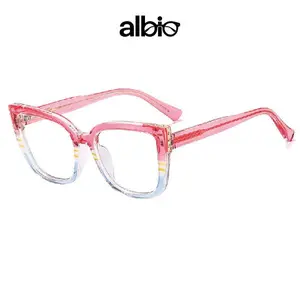 Cat-Eye Decorative Eyeglasses with Large Frames in Tortoiseshell, Solid, or Clear, Unisex Fashion Accessory, Gift for Friends & Partner trendy blue light eyewear