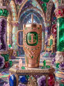 AKA Sorority Stainless Steel Tumbler with Handle, Elegant Pink & Green Insulated Cup for Alpha Kappa Alpha Gifts