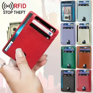 Portable RFID Blocking Card Holder, Pocket Wallets With ID Window, Minimalist Slim Coin Purse
