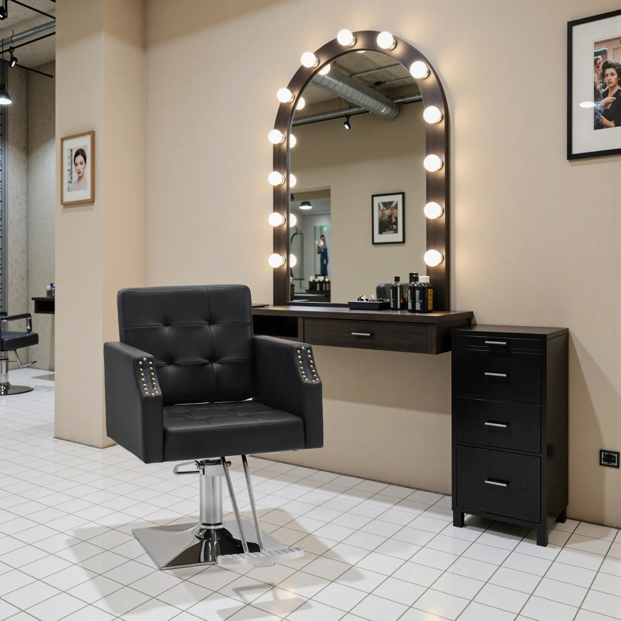 BarberPub Classic Salon Chair for Hair Stylist, Home Salon Spa Equipment 8818