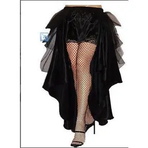 Gothic Victorian Steampunk Burlesque Taffeta Lace Bustle Skirt