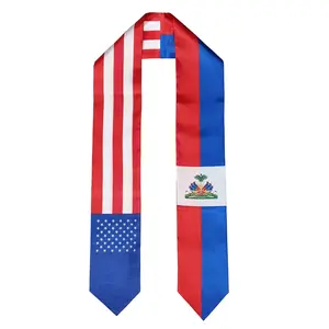 Haiti Flag Graduation Stole, Sash, American, Scarf, Gift, Students, Quality, High School, College, Scarves, Adults, Men and Women, Satin